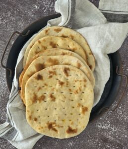 No yeast Naan - flatbread in a platter