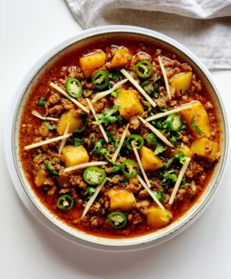 Authentic Aloo Keema (Mincemeat and Potato Curry)