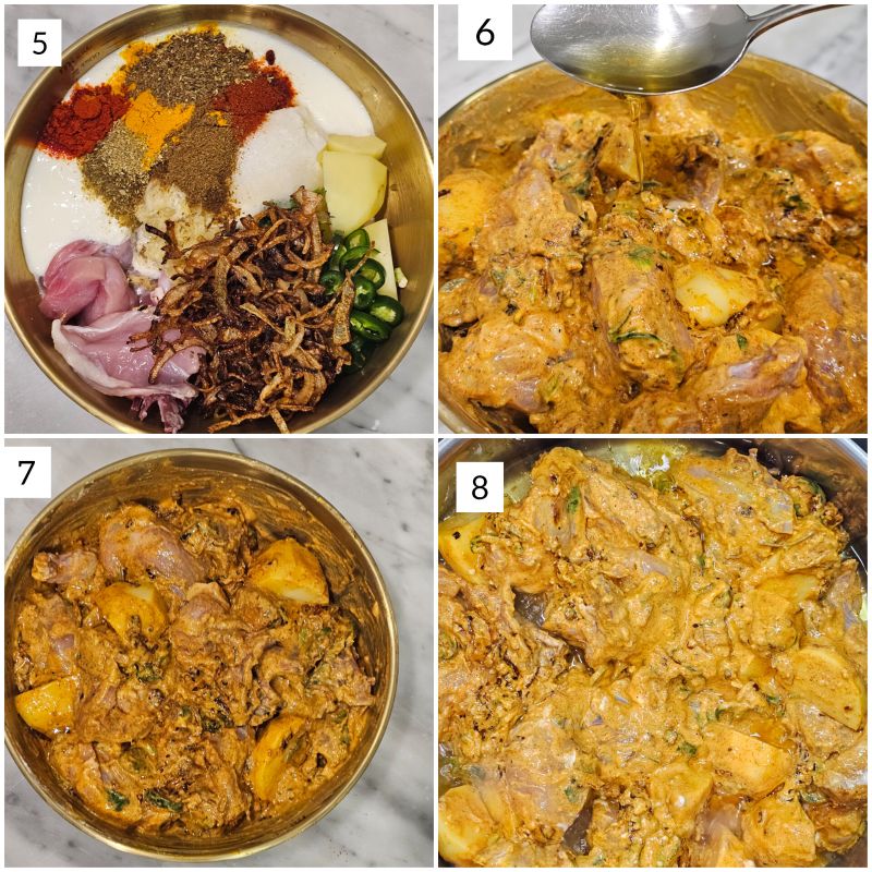 Marinating Chicken for Hyderabadi Biryani