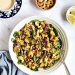 Roasted Cauliflower and chickpea salad with tahini dressing