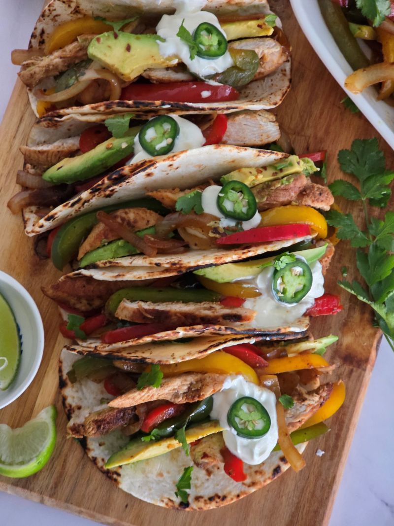 Chicken Fajitas wrapped in Tortillas 