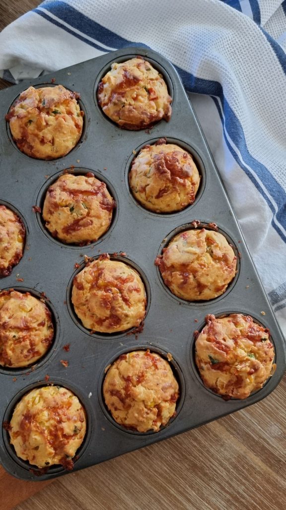 Savory muffins with cheese and vegetables