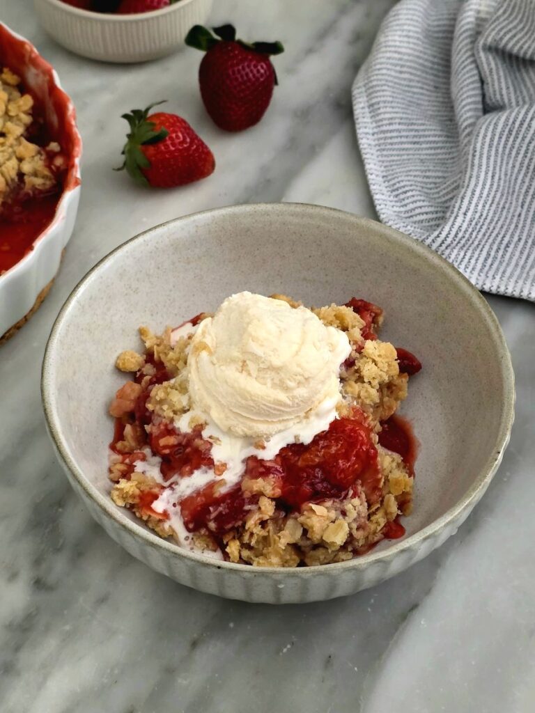 Strawberry Crumble serving suggestion