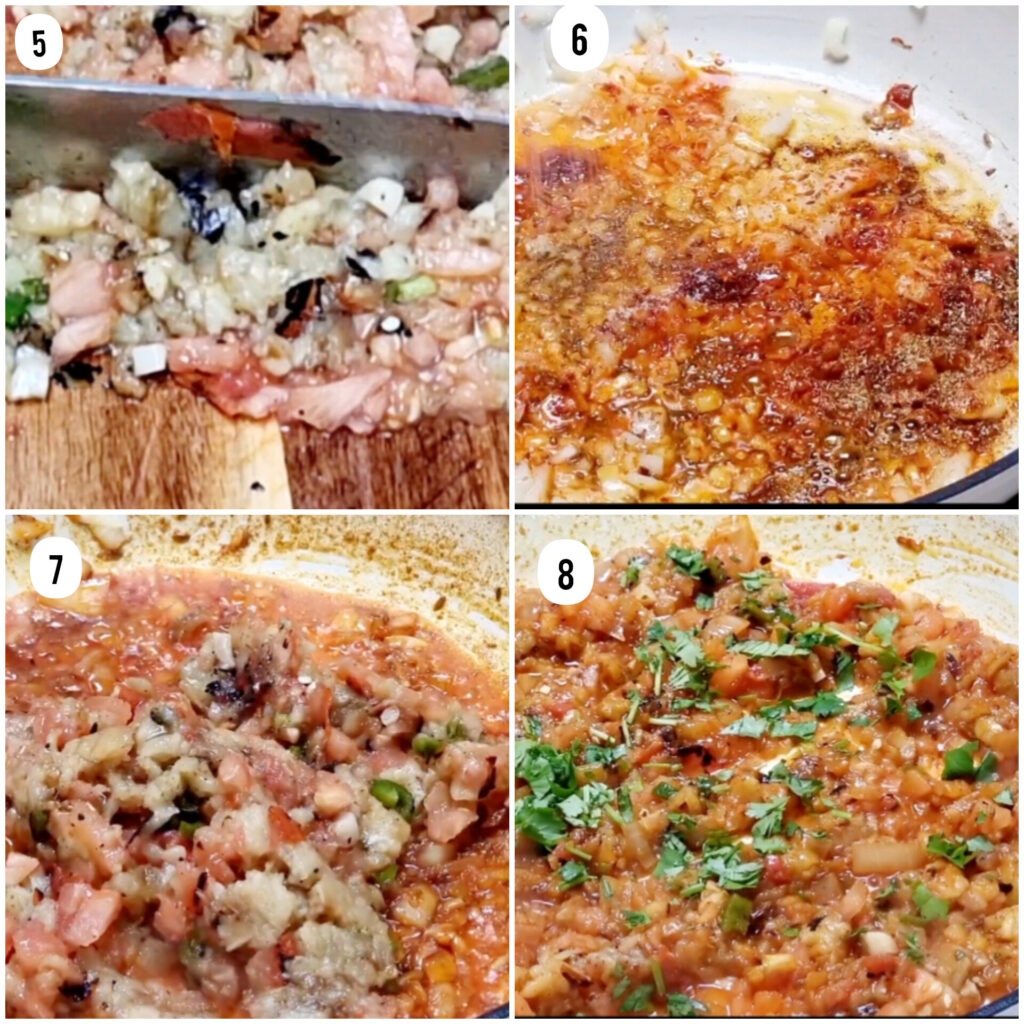 Steps to make Baingan Bharta - roasted eggplant