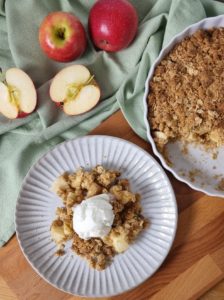 apple crumble served with icecream