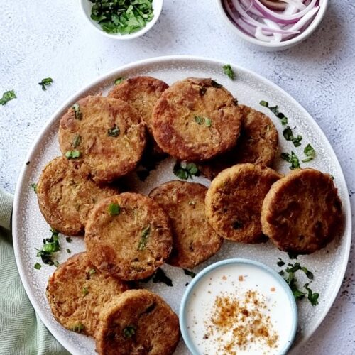 Easy Shami Kebabs served with yoghurt