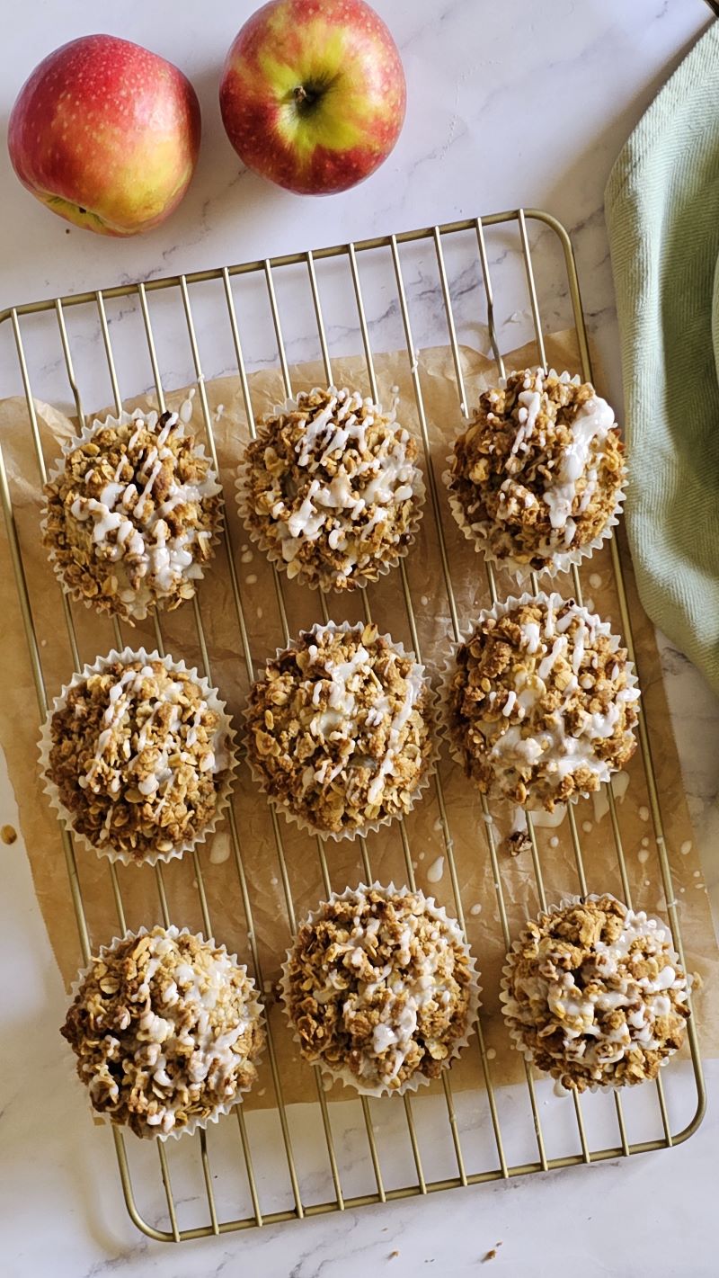 Apple Crumble Muffins with icing