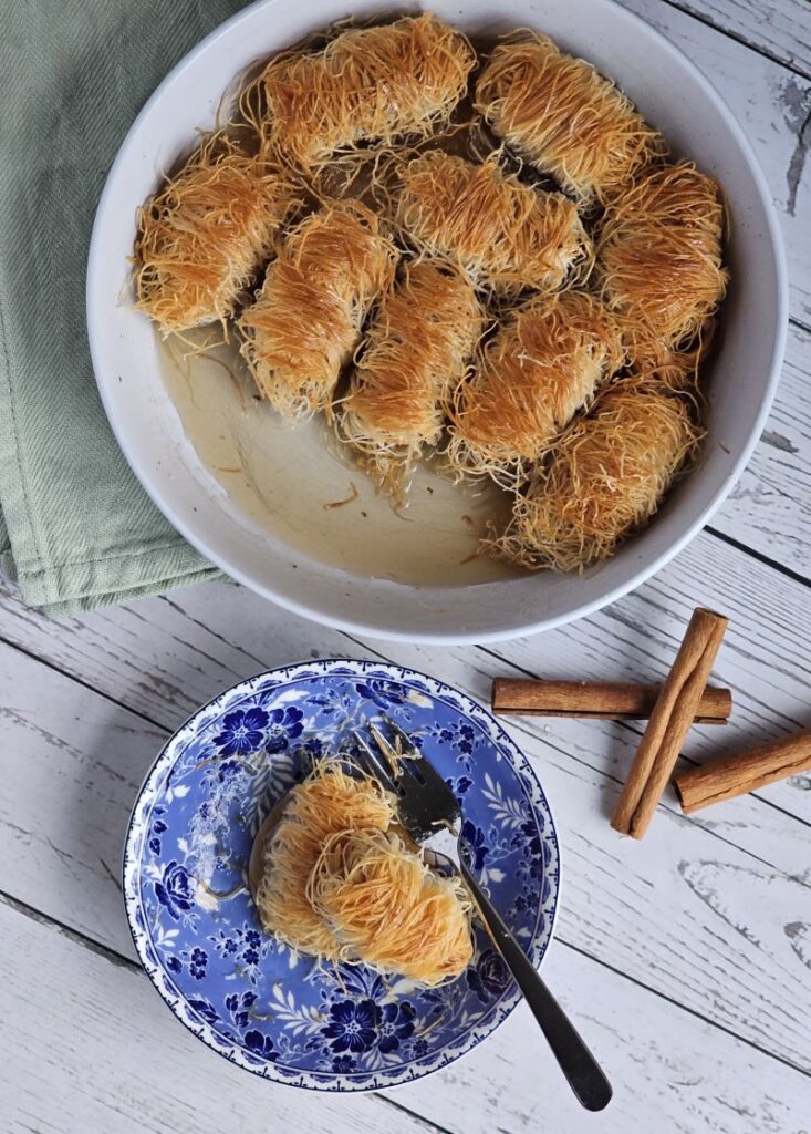 Kataifi pastry filled with walnuts