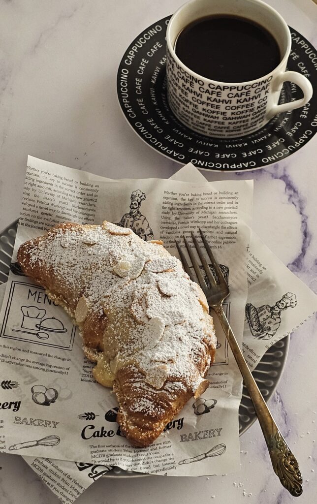 French Style Almond Croissants served with espresso