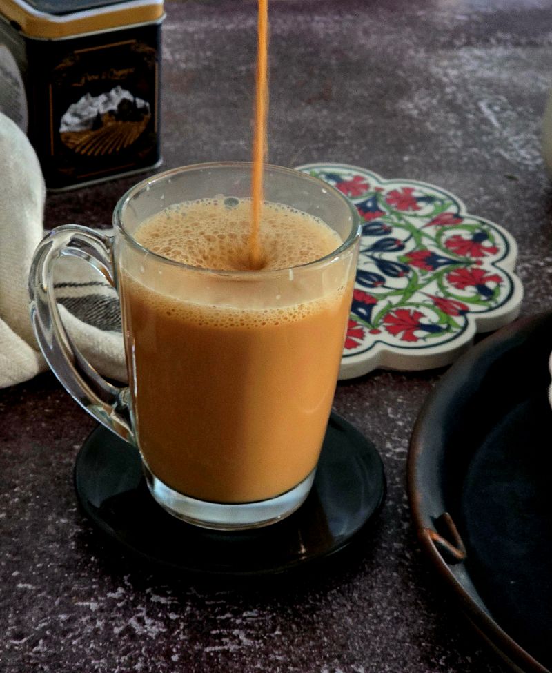  Chai being poured into a cup