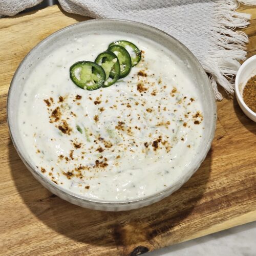 Cucumber Raita in a bowl