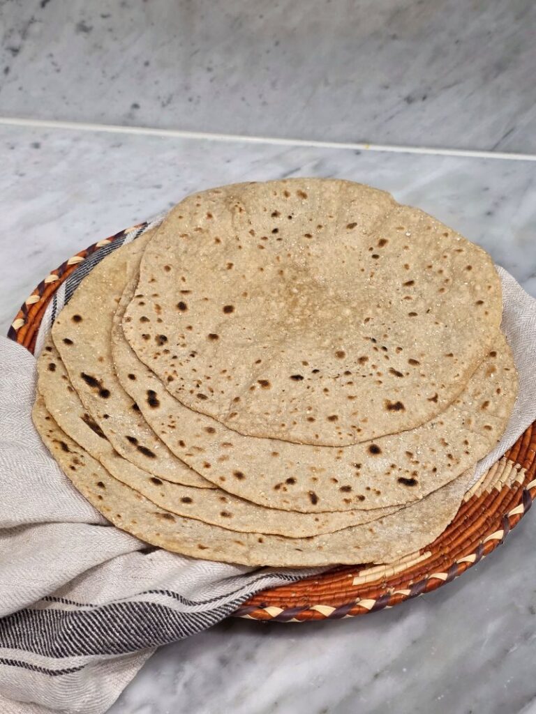 Stack of fresh roti 