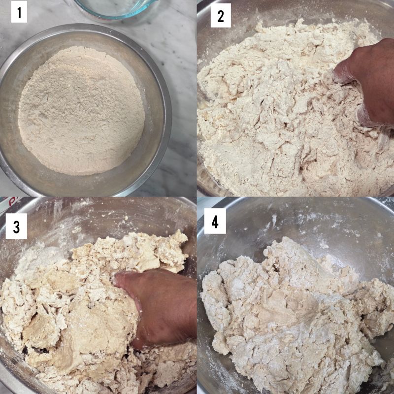 Steps to make dough for roti