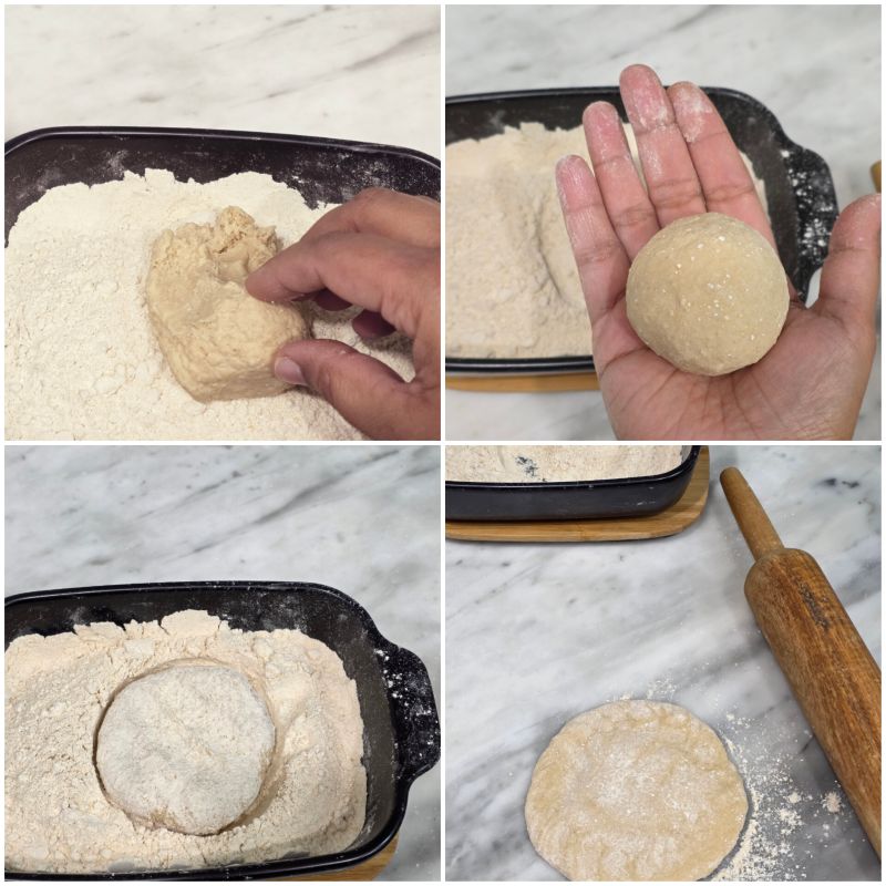 Steps to make roti Flatbread